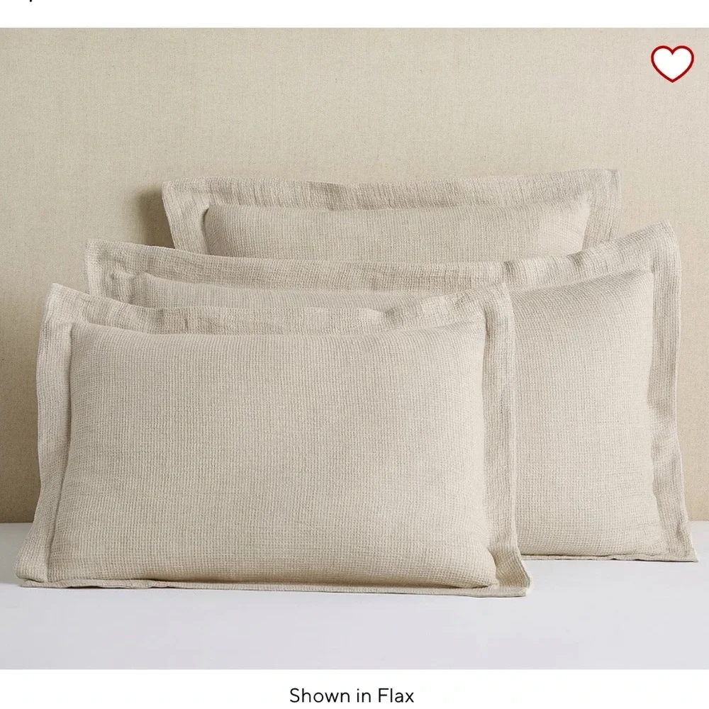 Pottery Barn flax waffle shams in the color “ecru”- linen & cotton blend - Picture 14 of 15